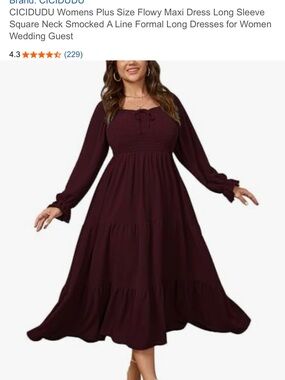 Plus Size Long Sleeve Maxi Dress in Red Size 2XL